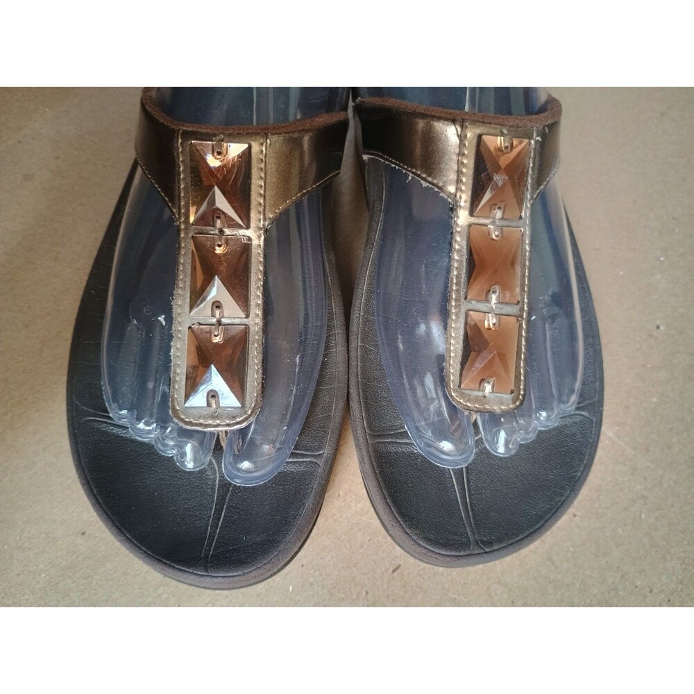 FitFlop Pietra Bronze Rhinestone Toe-Post Sandals Womens Size US 5 Flip Flop - Picture 2 of 7